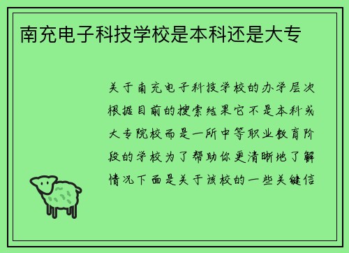 南充电子科技学校是本科还是大专